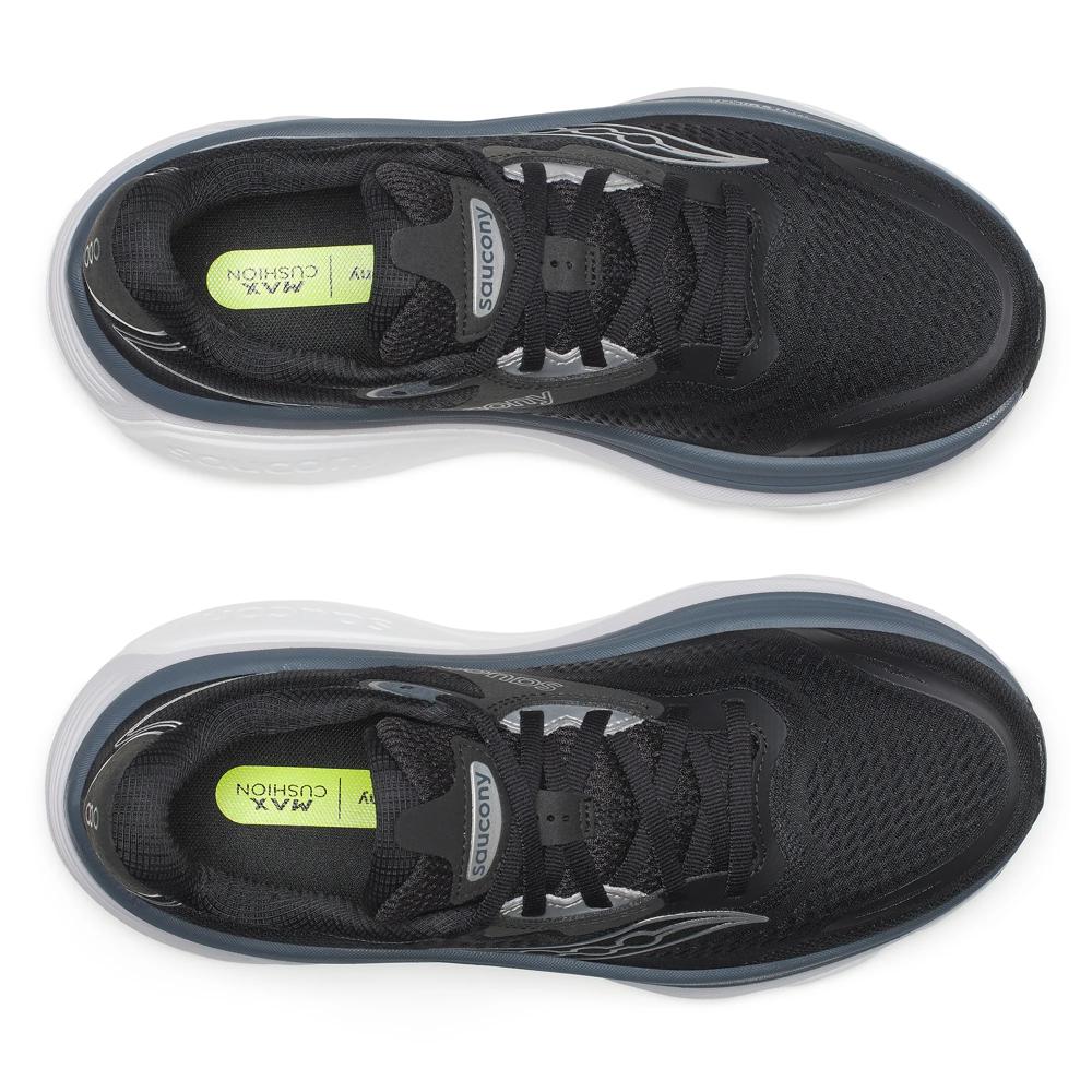 Saucony Hurricane 26 Womens Running Shoes - Black/Silver with visible brand logo on a white background
