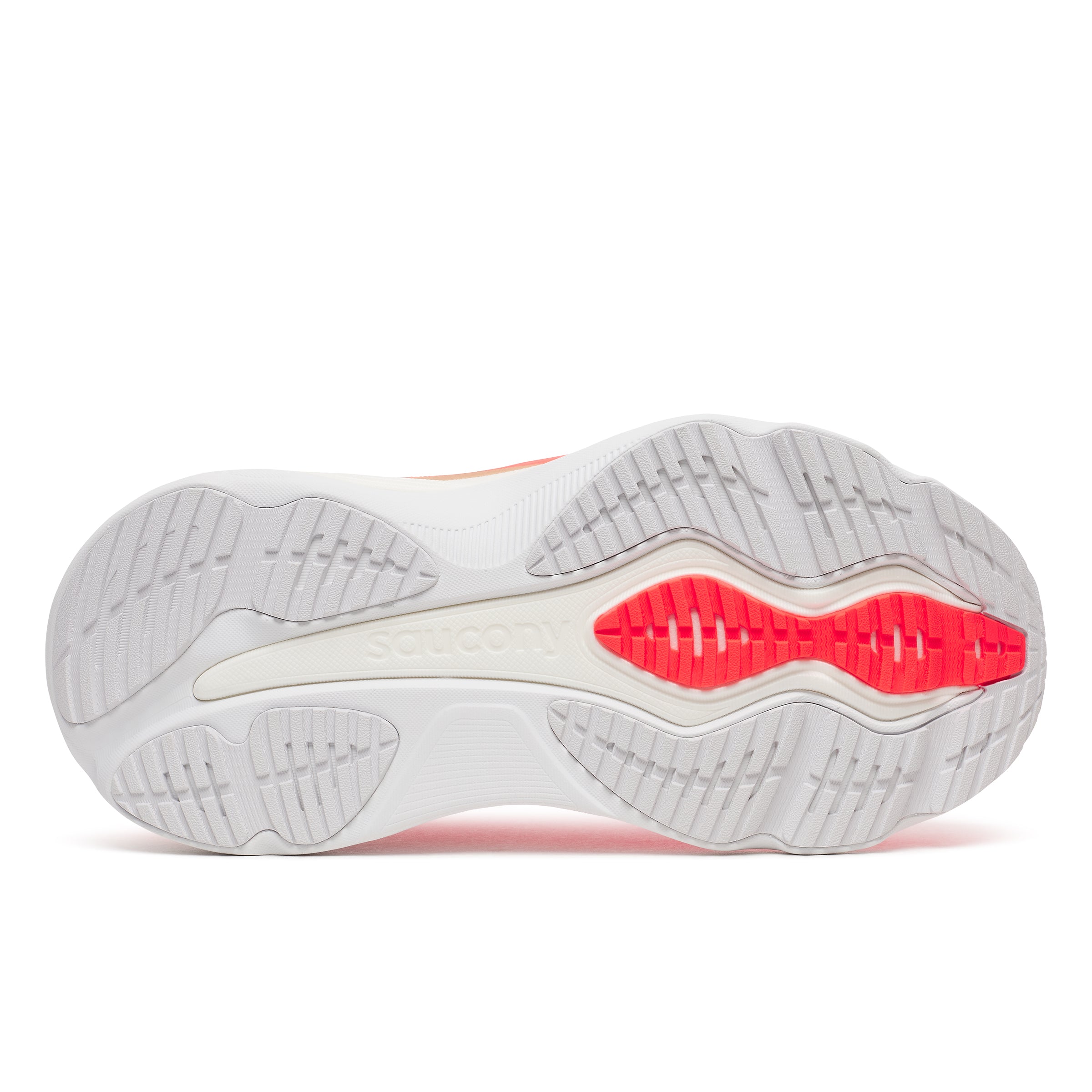 Saucony Hurricane 26 Womens Running Shoes - Vizired with red sole on a white background