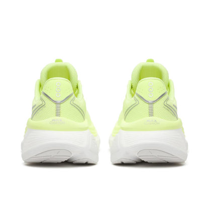 A pair of Saucony Hurricane 26 Womens sneakers shown from the back, featuring a Tart/Silver mesh upper, white midsoles, and reflective silver details.