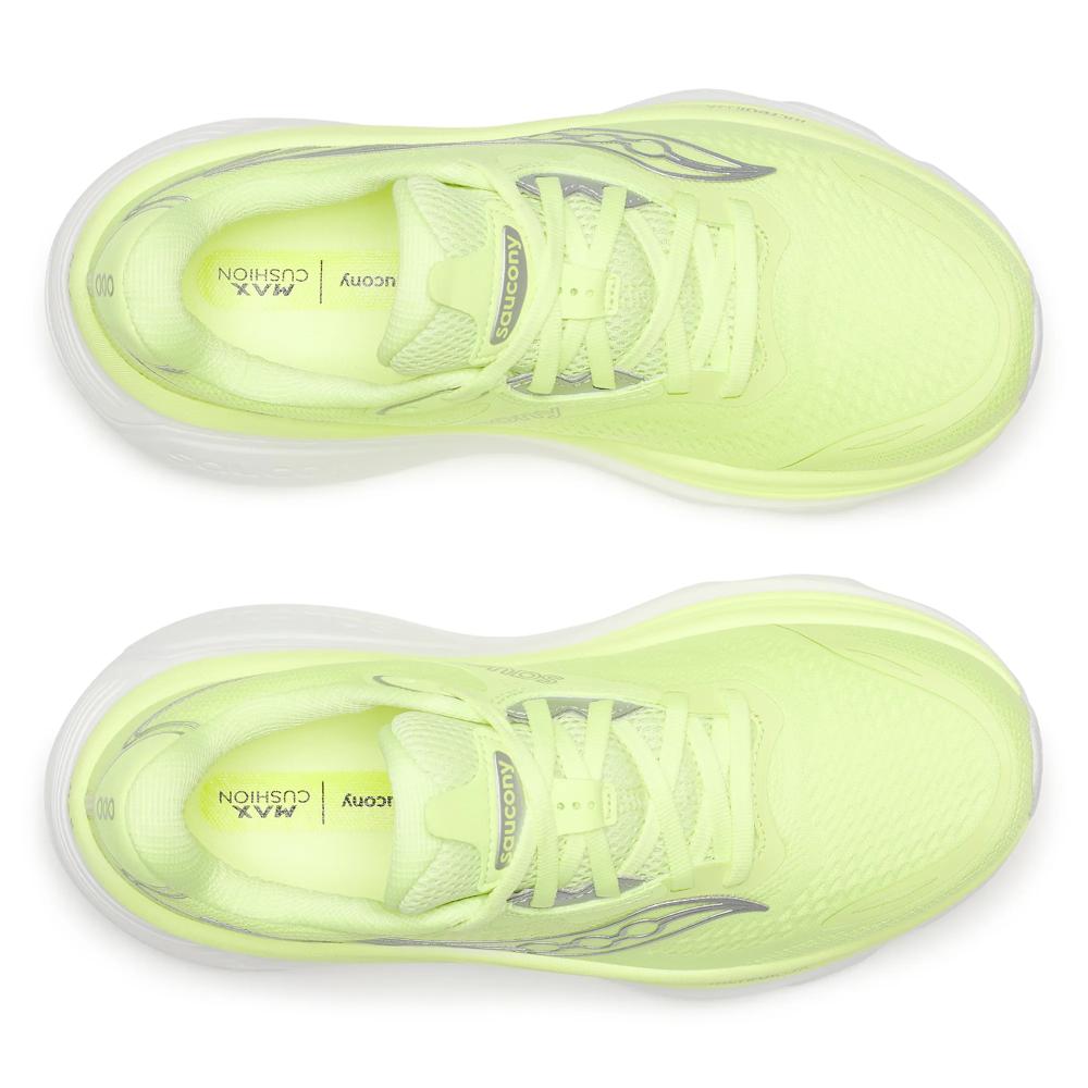 Two Tart/Silver Saucony Hurricane 26 Womens running shoes shown from a top-down view on a white background.