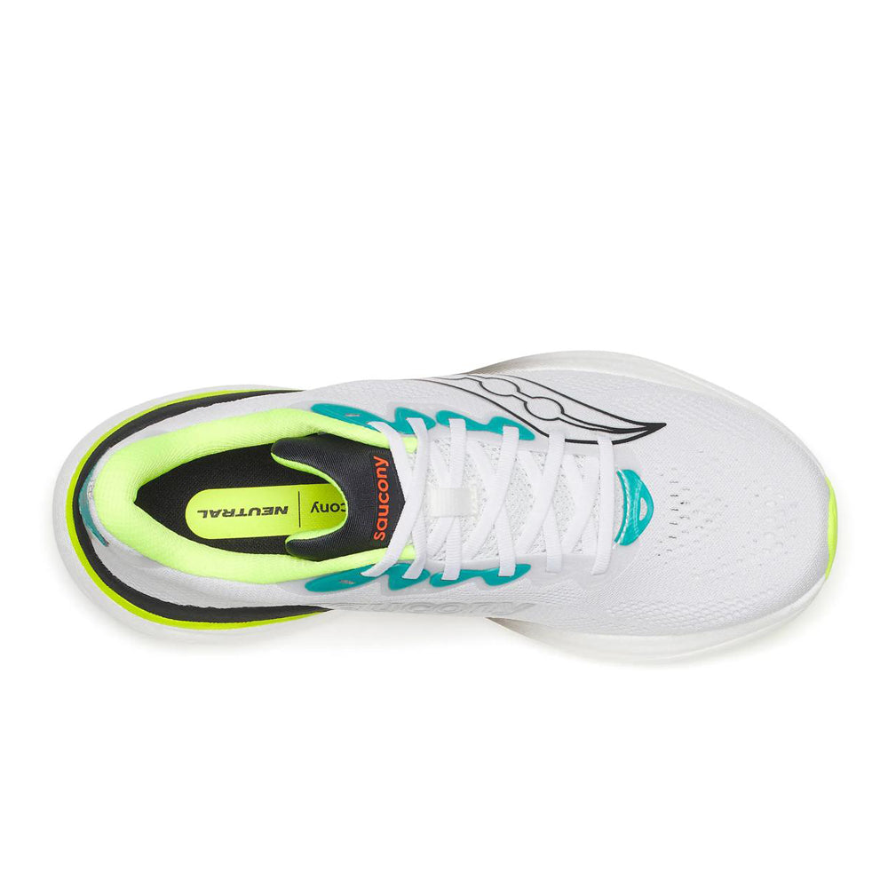 Saucony Ride 19 Mens Running Shoes - White/Citron