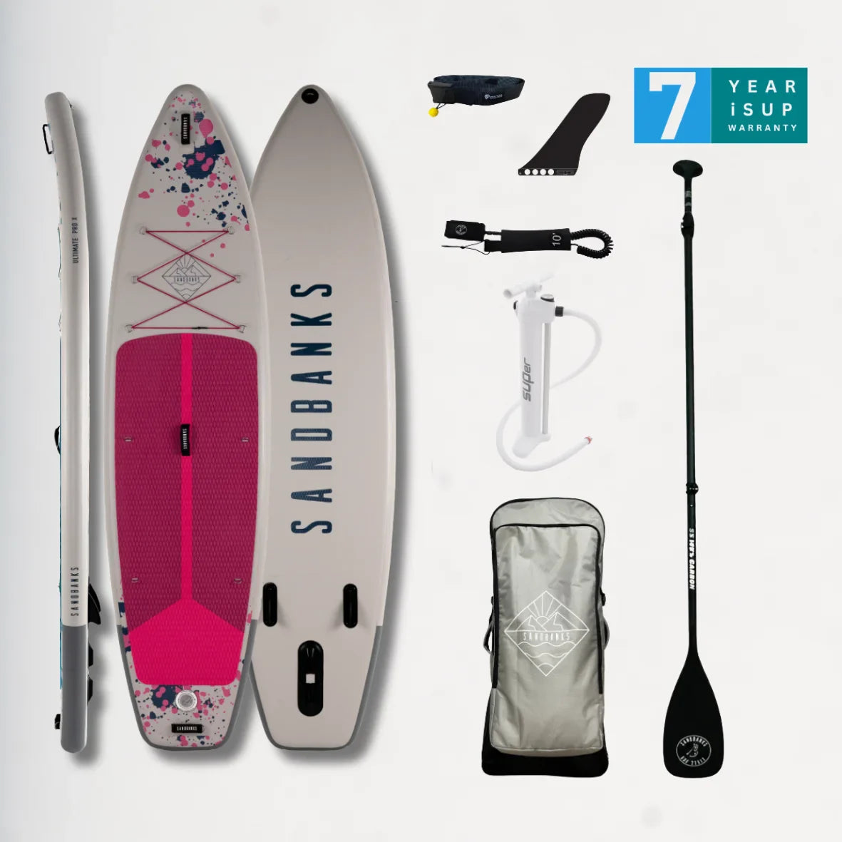 Sandbanks Style Pro-X 10'6'' x 32'' x 4.75'' iSUP Paddleboard package Pink