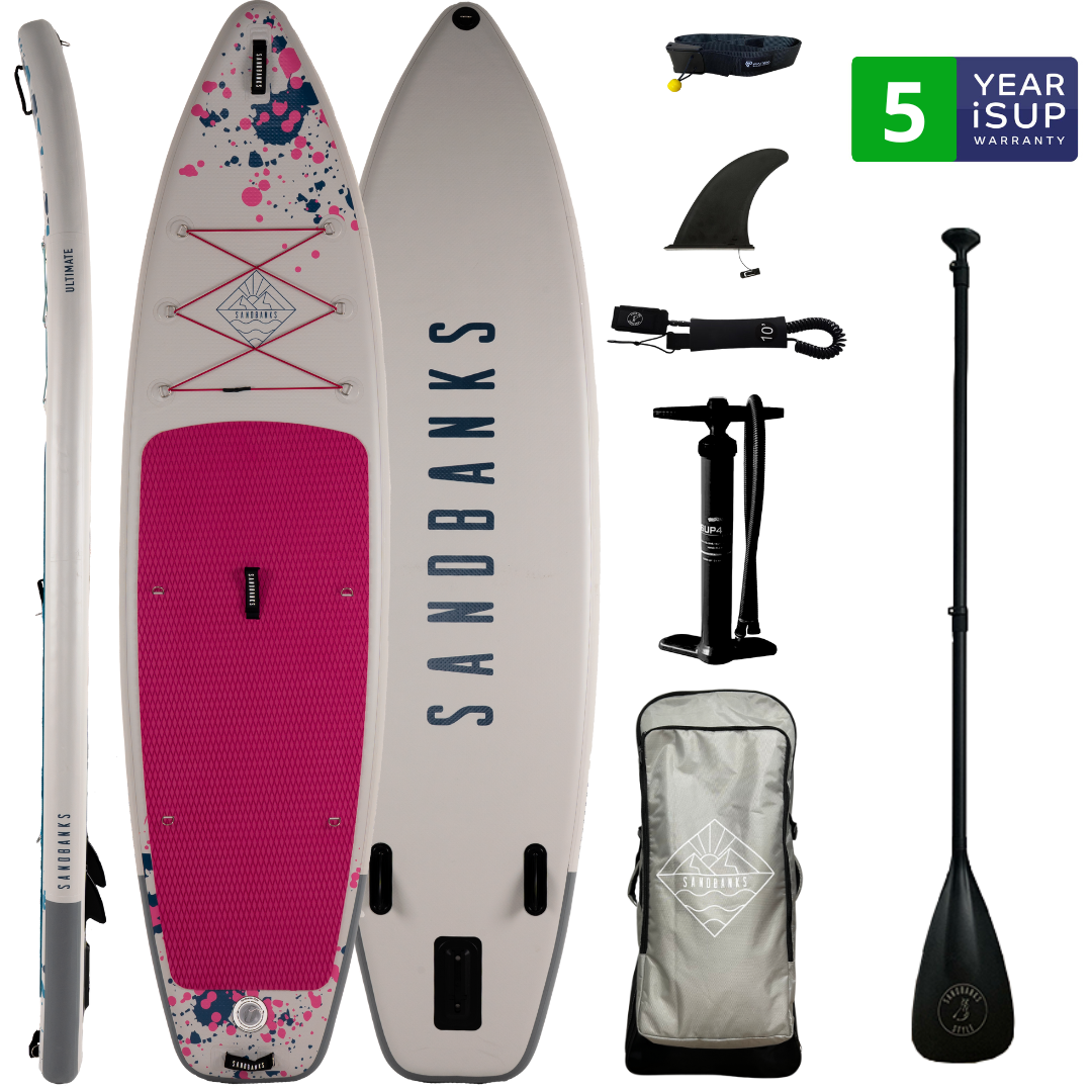 Sandbanks Style Ultimate 10'6'' x 32'' x 4.75'' iSUP Paddleboard package Pink
