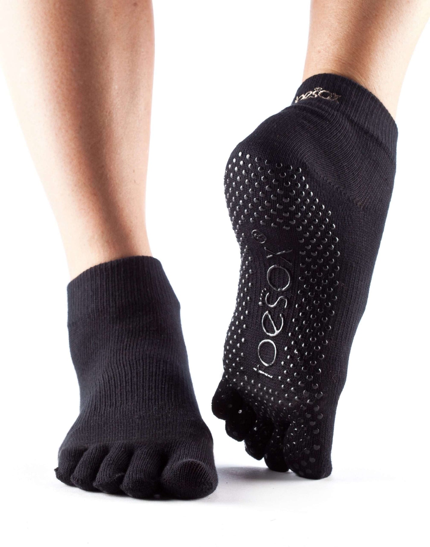 ToeSox Full Toe Ankle - Grip Socks In Black