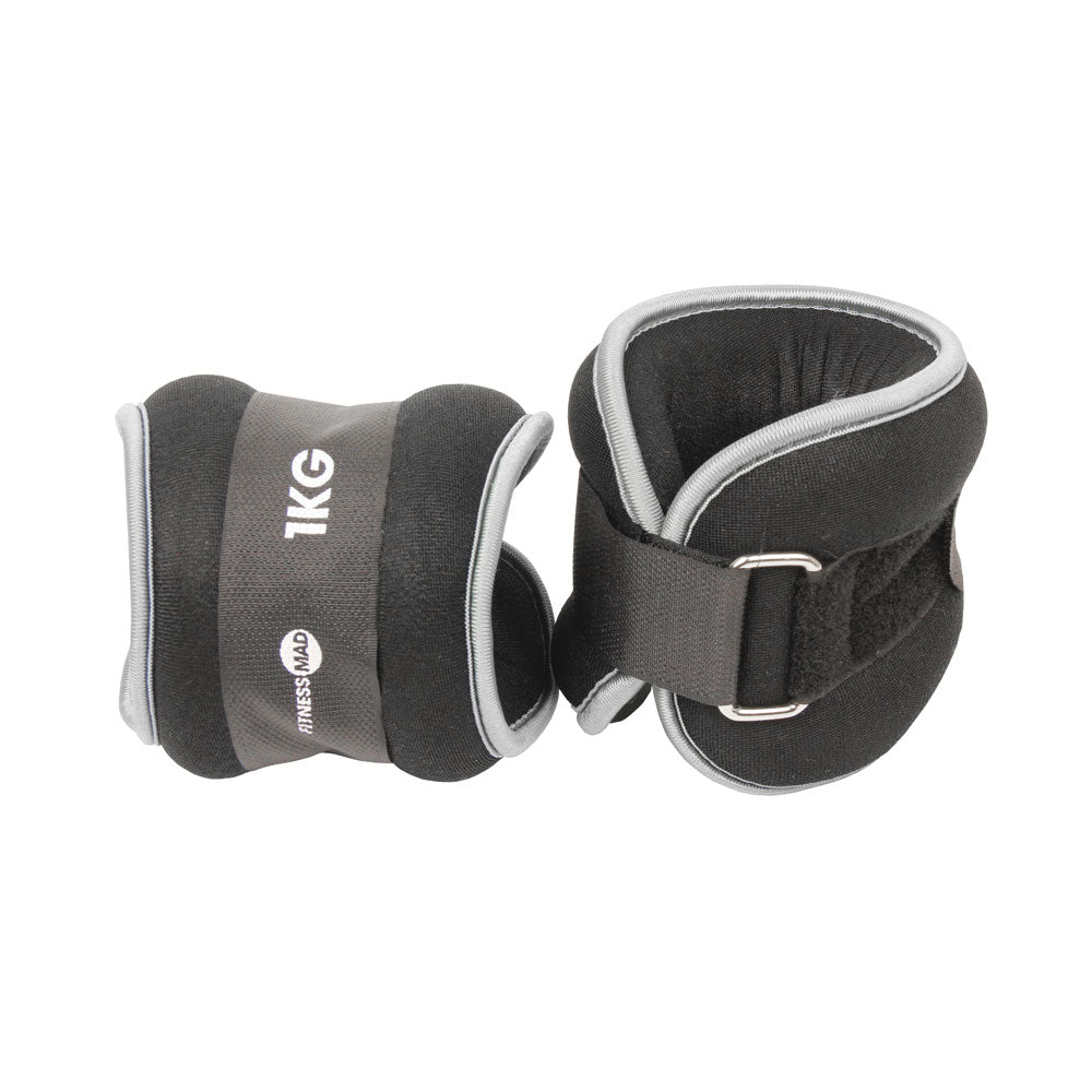 Fitness-Mad Wrist and Ankle Weights (Set of 2 x 0.5kg, 1kg or 2kg)