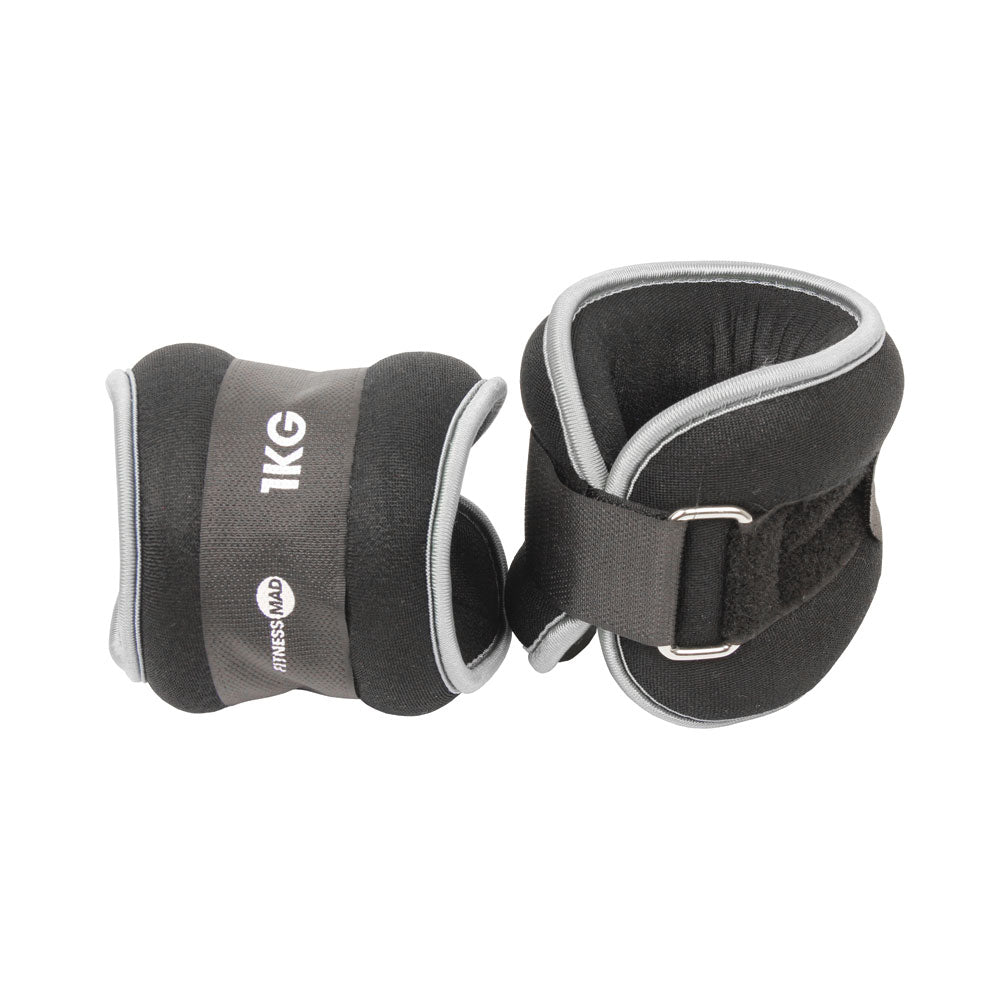 Fitness Mad Wrist and Ankle Weights (Set of 2 x 0.5kg, 1kg or 2kg)